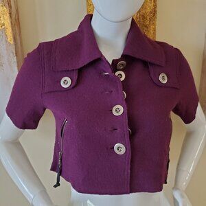 Millard Fillmore Purple Wool Blended Cropped Retro Jacket SZ S